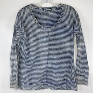 Lucy & Laurel Blue Striped Vneck Long Sleeve Shirt Size XS